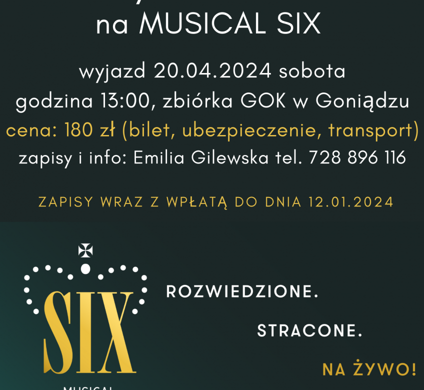 Wycieczka do Teatru Syrena: GOK Goniądz zaprasza na musical SIX!
